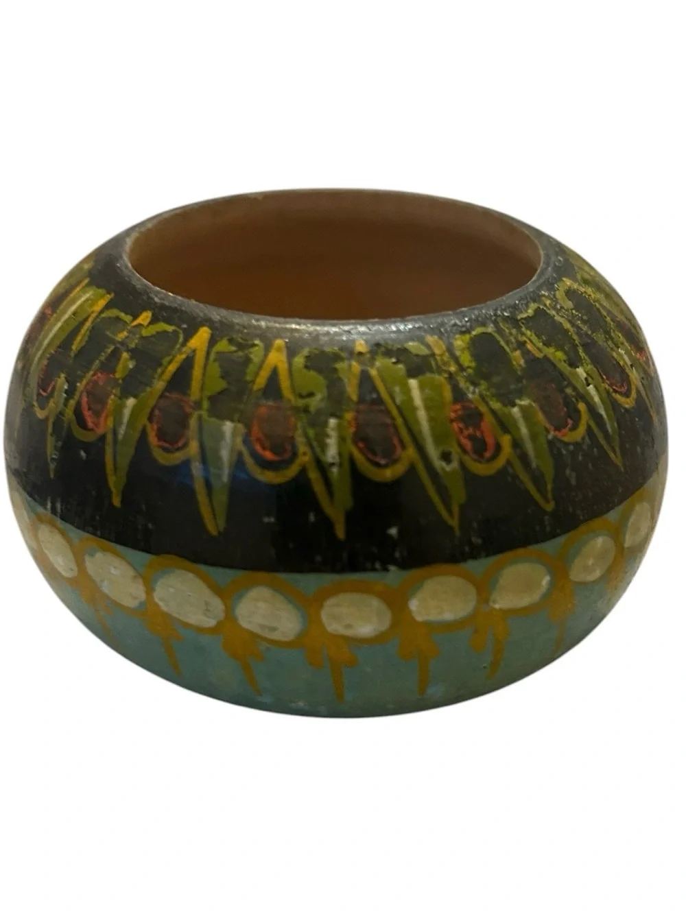vintage Polish folk art hand-painted wooden lidded box